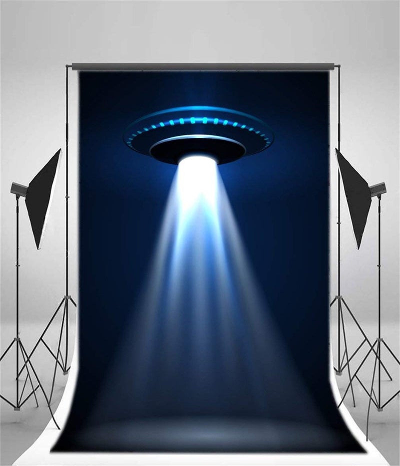AOFOTO 5x7ft UFO Backdrop Flying Saucer Photography Background Science Fiction Alien Spacecraft Invasion Planet Kid Boy Child Artistic Portrait Photo Shoot Studio Props Video Drop Wallpaper Drape - Image 3